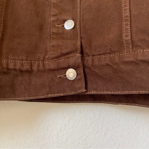 New PARKE Oversized Denim Jacket in Brown - Picture 8 of 13